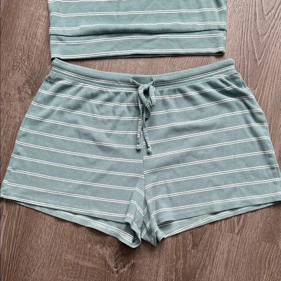 Colsie Teal Striped Pajama Set Medium - Picture 4 of 8